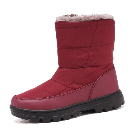 New Fshion Snow Boots for Women Winter Warm Plus Size Snow Shoes Flat Casual Short Shoes Black Deal on Clearance!