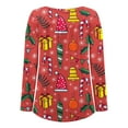 thumbnail image 5 of Hauts d'Été pour Femmes 2023 Haut Décontracté Ample Col Rond Boutons Manches Longues Imprimé Noël pour Femmes en Solde, 5 of 5