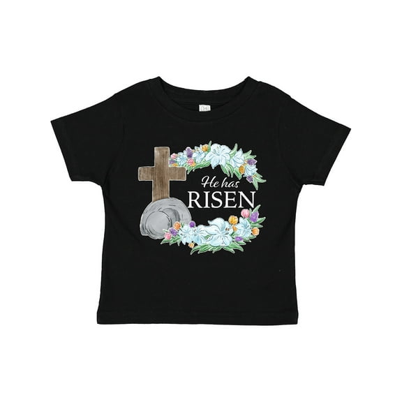 Inktastic Easter He Has Risen with Cross and Flowers Boys or Girls Toddler T-Shirt