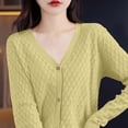 thumbnail image 4 of Levmjia Women Long Sleeve Knit Cardigan Polyester Solid Color V Neck Hollow Out Sun Protection Lightweight Breathable Casual Daily Home Wear Office Commute Beach Vacation, 4 of 5