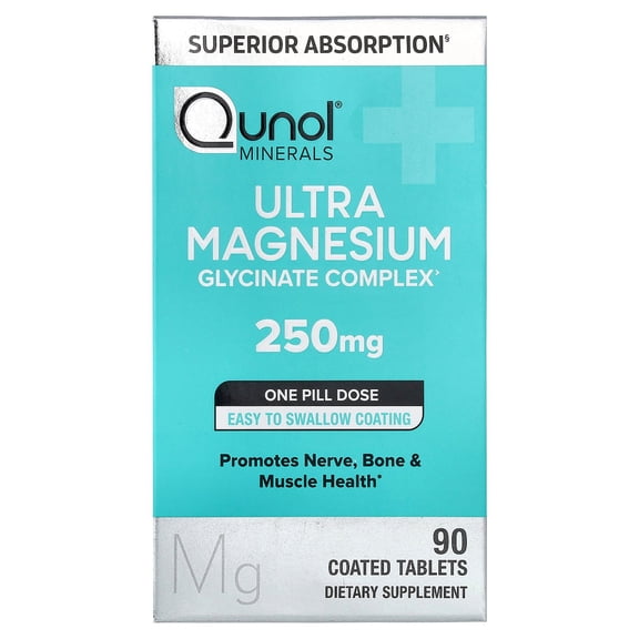 Qunol Ultra Magnesium Glycinate Complex, 250 mg, 90 Coated Tablets