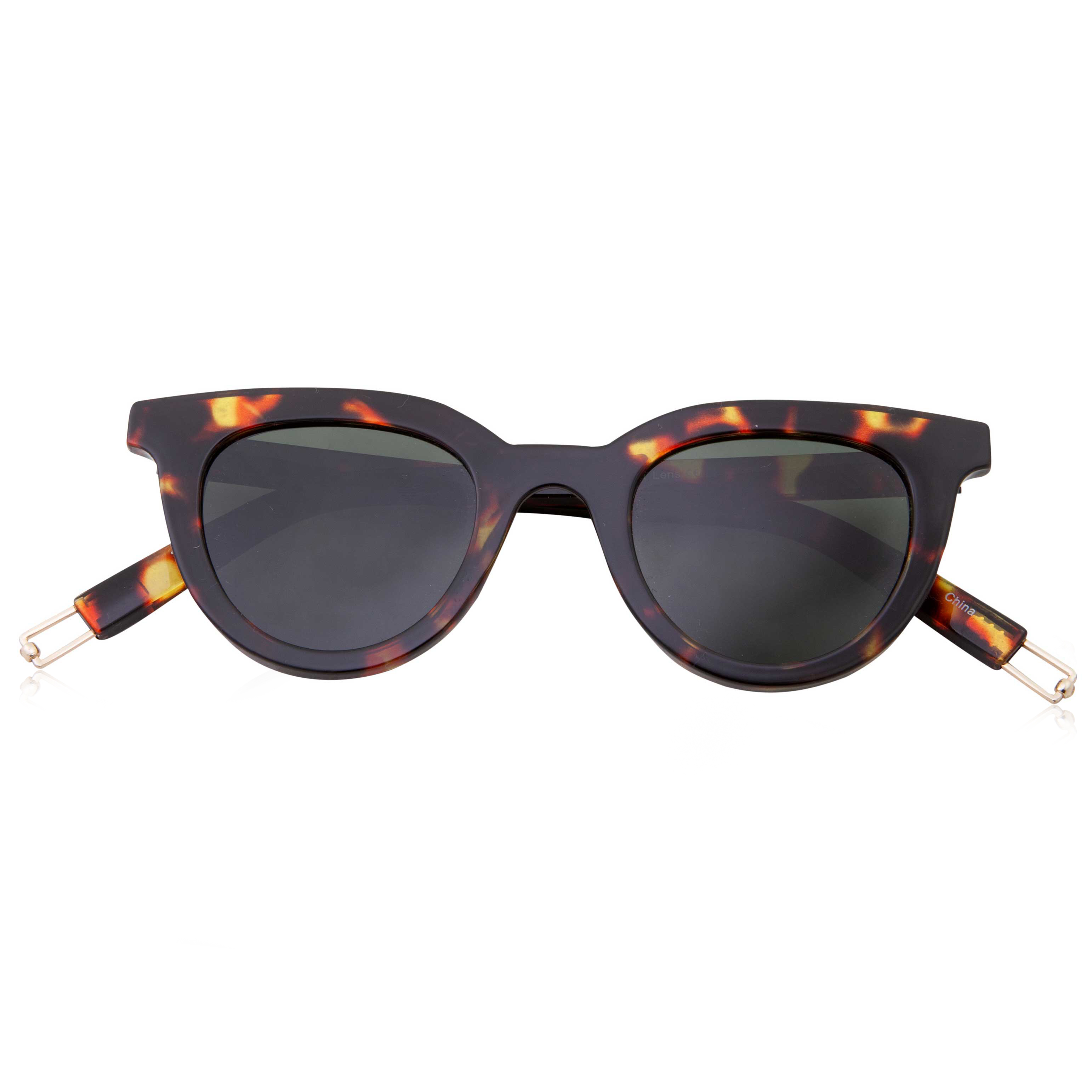 grinderPUNCH Vintage Inspired Horned Rim Tortoise Plastic Frame Round Sunglasses - image 2 of 5