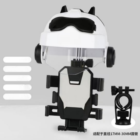 MaiYa Bike & Motorcycle Phone Mount with Cute Helmet Design Sun Rain Protection 6-Claw Lock Shock-Absorbing Pads 360° Rotation One-Hand Operation for Sports Outdoor Riding
