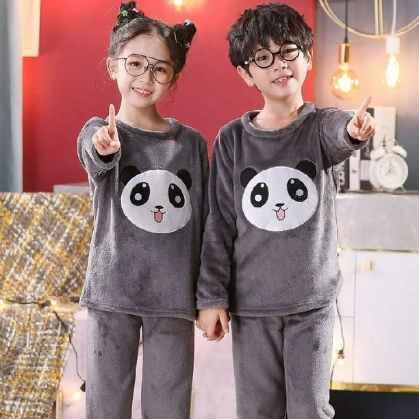 Conjuntos de pijamas calidos para ninos y ninas ropa de dormir de franela gruesa de 3 a 14 anos conjunto de ropa interior termica de lana para bebe