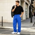 thumbnail image 5 of IYYVV Mens Baggy Sweatpants Baggy Casual Straight Wide Leg Fleece Sweat Pants Athletic Workout Gym Jogger with Pockets Royal Blue S, 5 of 7