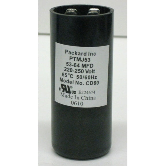 Packard 53-250 Packard PTMJ53 Motor Start Capacitor. 53-64 MFD UF / 220-250 VAC