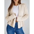 thumbnail image 4 of Womens Cropped Cardigan Open Front Shawl 2025 Fall Trendy Long Sleeve Sweater Jacket Rice Apricot M, 4 of 9
