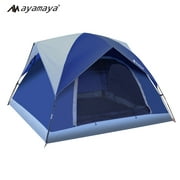 AYAMAYA 4 Person Easy Setup Camping Tents, Dome Tent for Camping with Double Mesh Door & Removable Rainfly, Windproof & Waterproof  Lightweight for Hiking Traveling