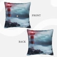 thumbnail image 3 of Bingfone Lighthouse in a Stormy Sea Linen Throw Pillow Covers Cushion Case Pocket Button Vintage Farmhouse Pillowcase for Sofa Couch Bed 16"x16", 3 of 9