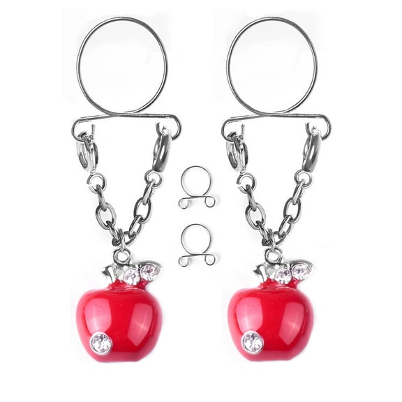 Pierced Clip On Body Jewelry Rhinestone Nipple Ring Shield