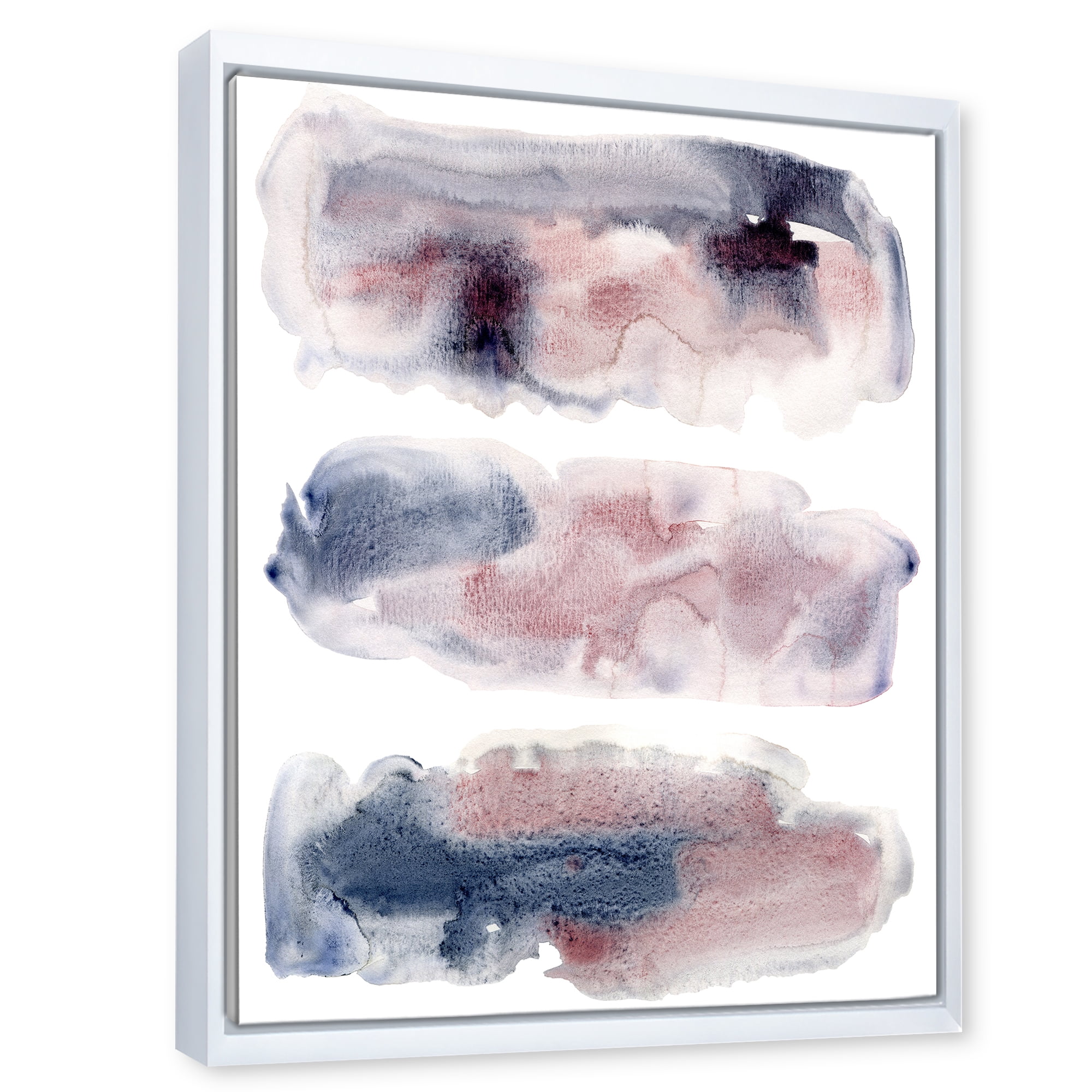 Designart 'Blue and Pink Clouds With Beige Spots I' Modern Framed Canvas Wall Art Print