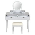 thumbnail image 4 of Euroco Elegant Sunflower Vanity Set with Fluted Drawers & Carved Legs – Solid Wood, Adjustable Mirror, Cushioned Stool Included, 4 of 9