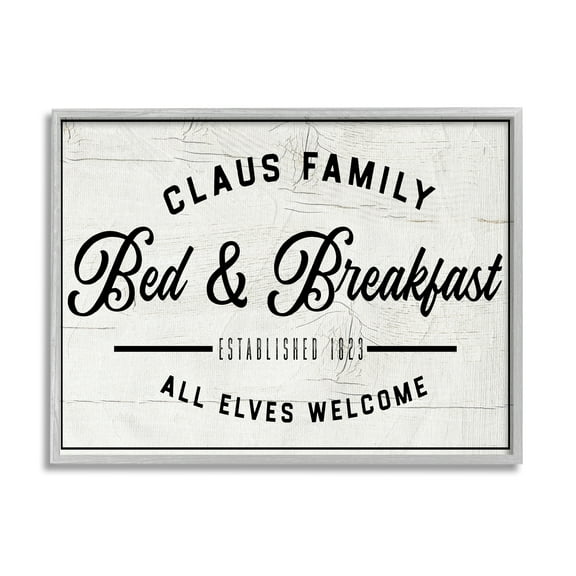 Stupell Industries Claus Family Bed & Breakfast Charming Christmas Holiday Country Painting Gray Framed Art Print Wall Art, 16 x 20, Design by Valerie Wieners