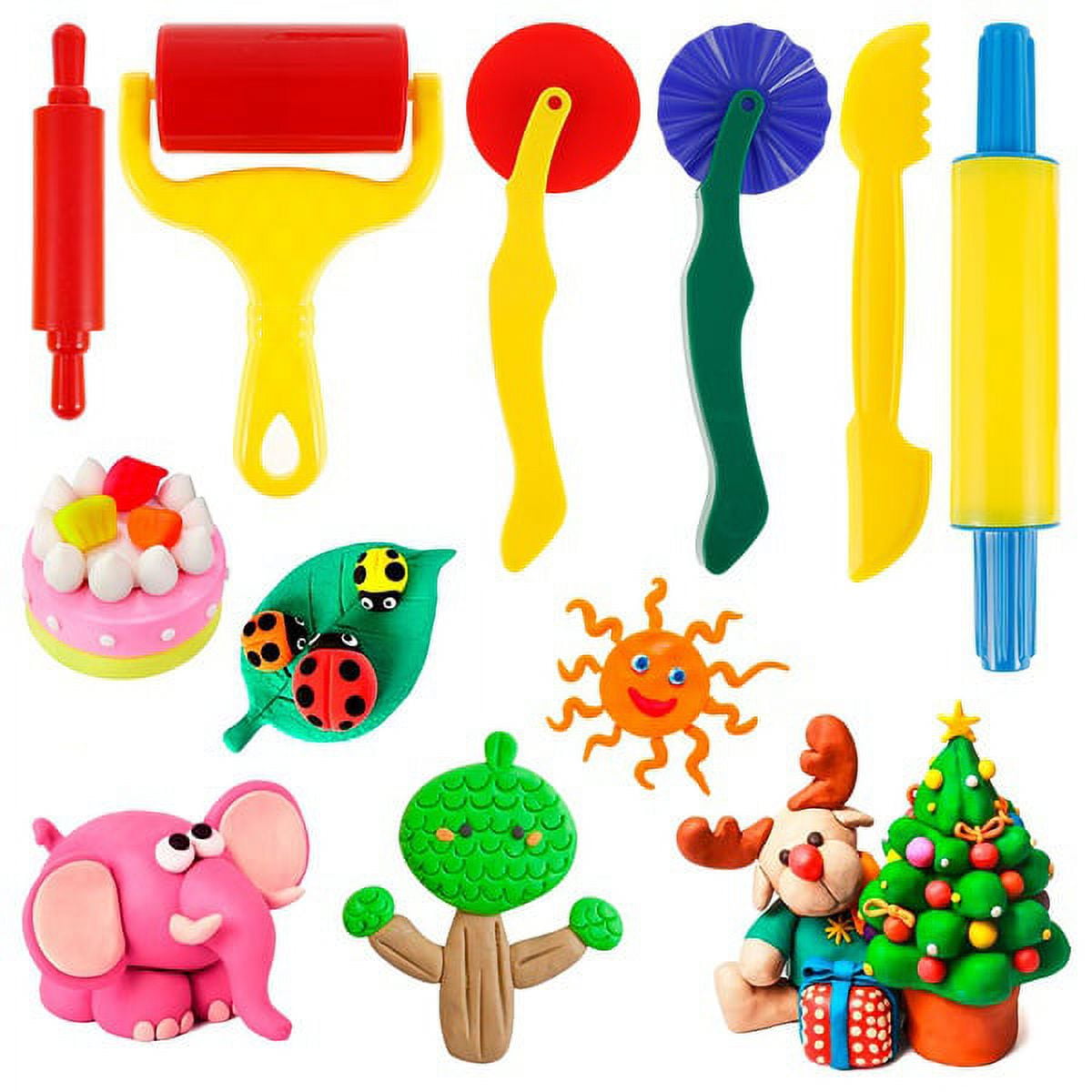 MTFun Play dough Set for Kids, 20 PCS Play Dough Tools Kit Playdough Tools  and Cutters Modelling Sets Plastic Clay Accessories Colorful Rollers  Extruders Kit Model Christmas Gift 