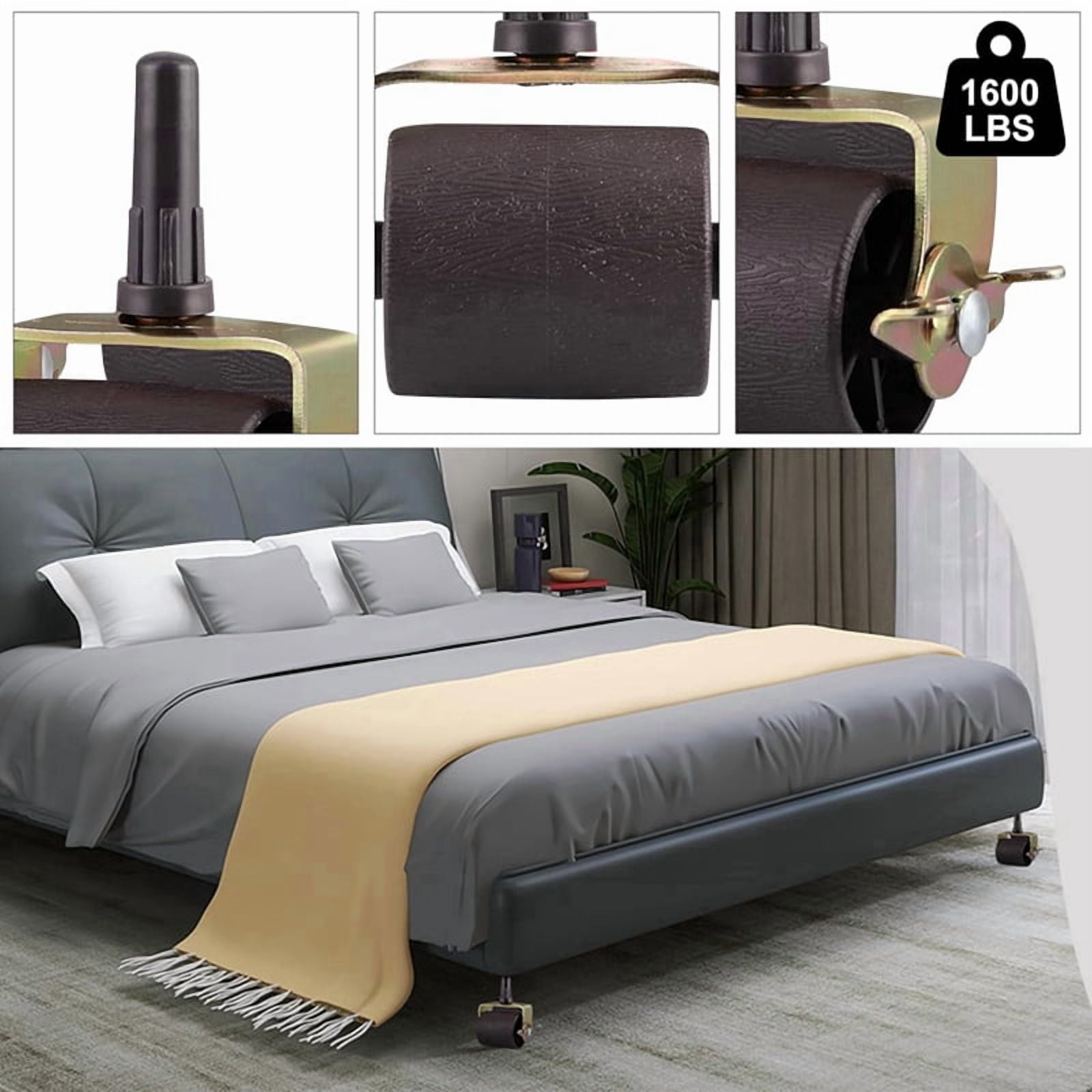 Bed Casters, Bed Frame Wheels Rollers for Bed Replacement Parts Heavy Capacity Bed Roller Wheels with Brakes
