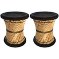 thumbnail image 1 of Natural Geo Moray Accent Stool (Set of 2) - Handwoven Black, 1 of 4