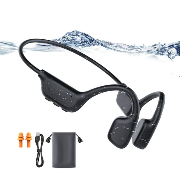 Open-Ear Bone Conduction Wireless Bluetooth Headphones with Built-in Mic, 8Hr Playtime, IP8 Waterproof