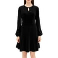thumbnail image 2 of Ygbgbb Women's 2026 Velvet Dress Long Sleeve Crewneck Solid Tunic Dresses Pleated Midi Dress for Wedding Guest Evening Dancing Black M, 2 of 6
