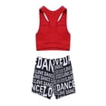thumbnail image 5 of iEFiEL Kids Girls 2PCS Ballet Dance Outfit Tank Top with Letters Printed Bottoms Athletic Set for Gym Workout, 5 of 7