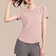 thumbnail image 2 of Hrsba Short Sleeve Tops For Women Solid Color Breathable Fast Drying Yoga Active Wear Casual Lightweight Summer Tops For Women, 2 of 4