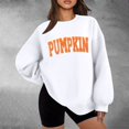 thumbnail image 4 of CAIVO Women Crew Neck Casual Letter Pumpkin Print Loose Sweatshirt Fashion Halloween Autumn Winter Tops For Daily Wear Long Sleeve Pullover Lightweight Cozy Fall Streetwear, 4 of 6