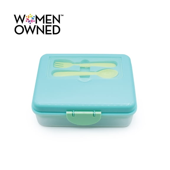 Melii Two-Tier Plastic Bento Box Food Storage Container, Blue, Mint, Lime