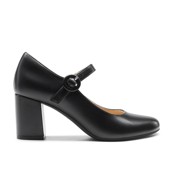 BURUDANI Womens Mary Jane Shoes Chunky Heel 2.76 Inch - Round Toe Vintage Office Work Pumps - Comfortable Low Block Heels Dress Shoes for Women