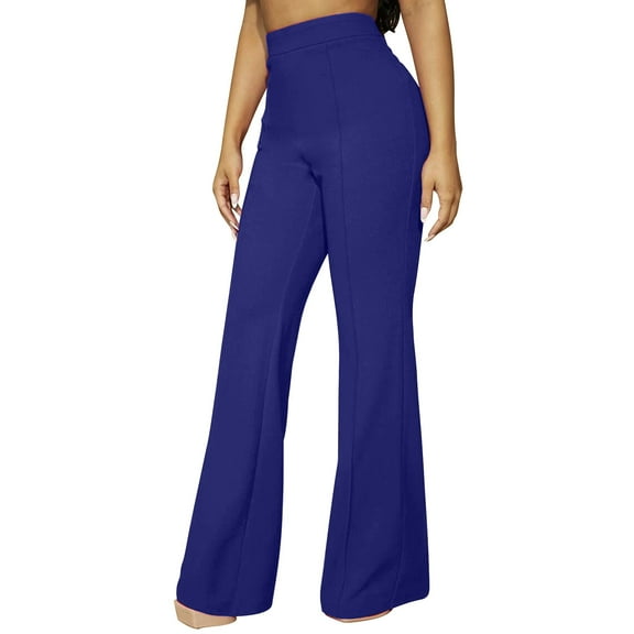 ZyeKqe Women Flare Dress Pants Stretchy Comfy Pull on Office Work Pants High Waisted Bell Bottom Classic Business Casual Trousers