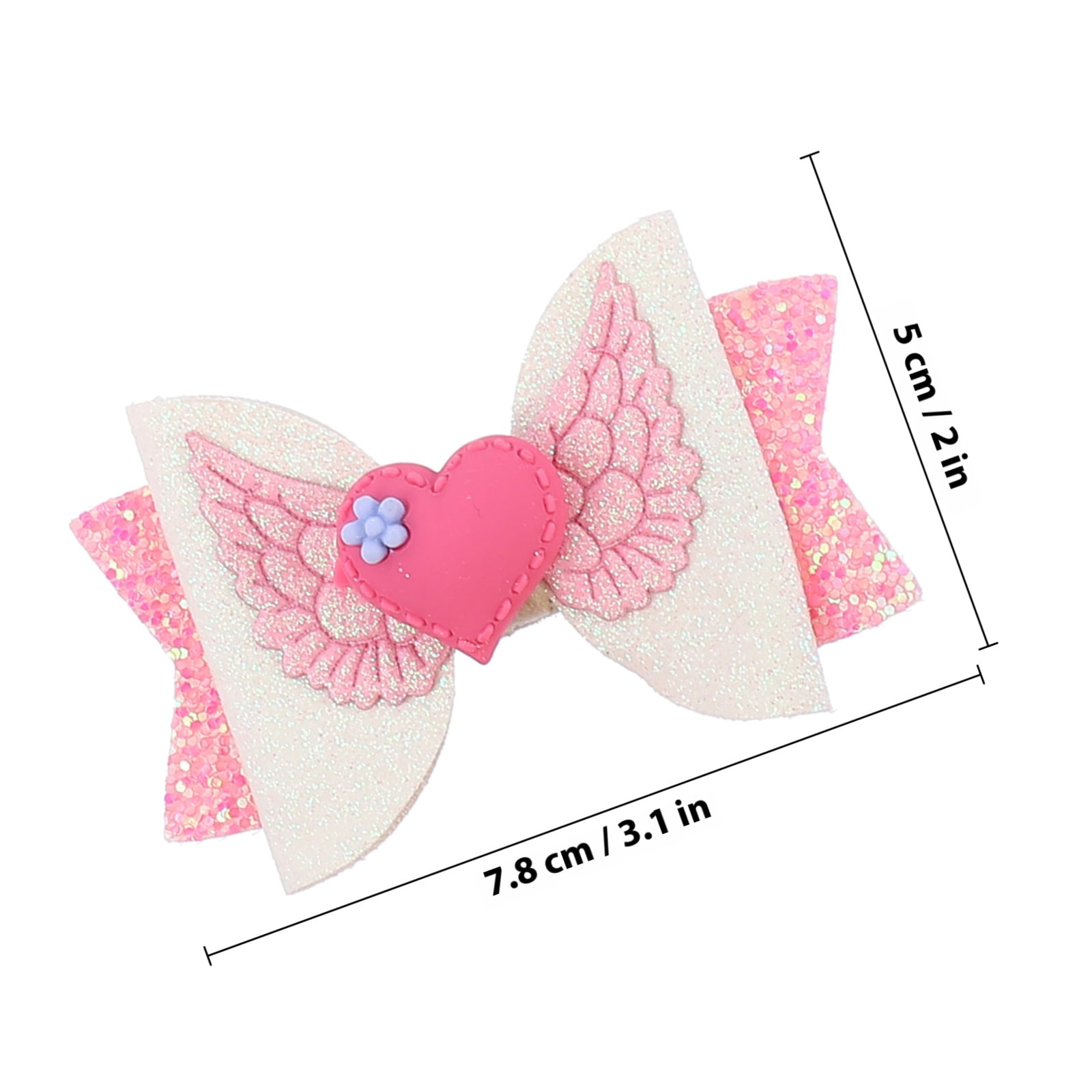 LOLIPPYY Girls Valentine Hair Accessories Set, 4pcs Non-Woven Fabric Hair Bows for Kids and