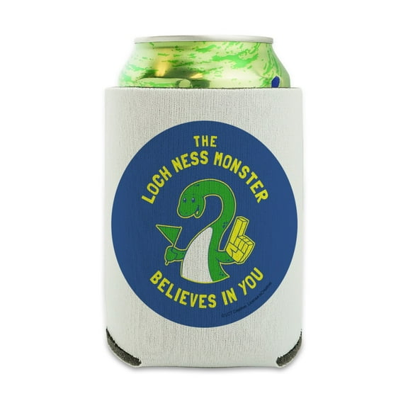 The Loch Ness Monster Believes in You Funny Humor Can Cooler - Drink Sleeve Hugger Collapsible Insulator - Beverage Insulated Holder