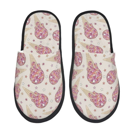 Balery Sparkling Ice Cream Slient Indoor Furry Fleece Comfort House Shoes Soft Non-Slip Home Shoes Cotton slippers House Slippers-- Large
