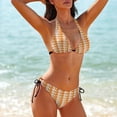 thumbnail image 5 of Aesthetic Honey Yellow And White Ripple Women's Bikini V Neck Swimsuit Set 2 Piece Over Size Bathing Suit Side Triangle Bathing Suit, 5 of 9