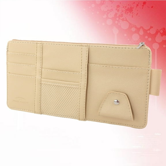 Pretyzoom Beige Car Clamp Clip Organizer Holder for Cards Chargers and Sunglasses