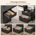 thumbnail image 5 of SEDETA 67" L Shaped Desk with Hutch, Corner Computer Desk with Power Outlets, Fluted Office Desk with File Drawer, Storage Cabinet & Glass Display Cabinet for Home Office, Gaming Desk, Black, 5 of 9