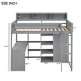 thumbnail image 3 of Wood Twin Size Loft bed with Multiple Storage Shelves and Wardrobe, Gray, 3 of 5