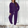 thumbnail image 2 of LEKODE Sweat Pants and Hoodie Set Women Matching Sweat Set Two Piece Tracksuit for Women Tank Crop Top Wide Leg Pants Set Sports Jacket Sweatshirt with Pocket Hoodie Sets for Women Dark Purple L, 2 of 7