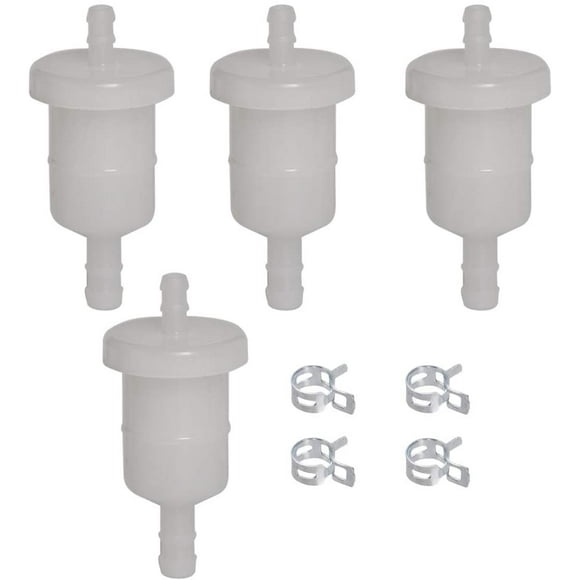 HIFROM Set of 4 Fuel Filter with Clamps Replacement for GX & GXV Honda Small Engines GX100, GX360, GX390, GX610, GX620,
