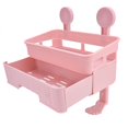 thumbnail image 3 of Estante de baño de doble capa, caja de papel higiénico, estante de almacenamiento para cocina y baño sin perforaciones (rosa), 3 of 14