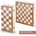thumbnail image 2 of Wooden Chess Set - Handcrafted Chess Pieces - 15 Inch Chess Board - Foldable, Travel Friendly - Felt Bottom - 3 Inch King - Bonus Wooden Checkers Pieces, 2 of 9