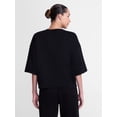 thumbnail image 4 of Athletic Works Women's and Women's Plus French Terry Cropped Boxy Tee, Sizes XS-4X, 4 of 6