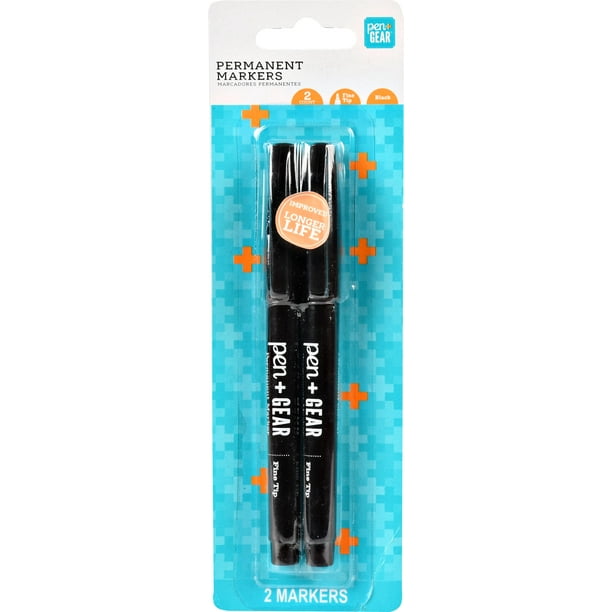 Pen + Gear Permanent Marker, Ultra Fine Tip, Black Ink, 2 Count