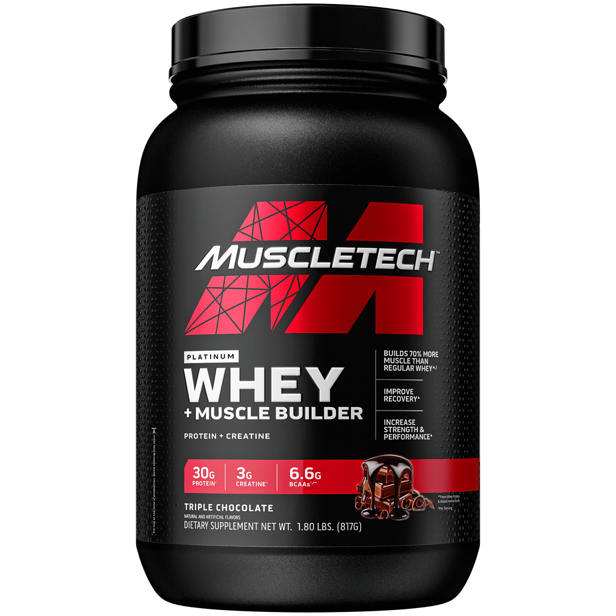 MuscleTech 100% Whey Protein Powder Triple Chocolate + Muscle Builder Creatine, 1.8lbs