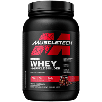 MuscleTech 100% Whey Protein Powder Triple Chocolate + Muscle Builder Creatine, 1.8lbs
