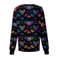 thumbnail image 3 of WTOBBY Women's Casual Long Sleeve Single Breasted Halloween Printed Nurse Uniform Top for Workwear - Comfortable Medical Apparel with Button Front Closure and Daily Use,Navy XL, 3 of 4