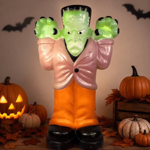 Vintage Empire-Style Frankenstein Blow Mold Halloween Yard Ornament, Lighted Classic Decor for Outdoor Lawn, Porch, Haunted House Party and Summerween Display