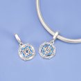 thumbnail image 4 of 925 Sterling Silver Blue Glitter Enamel Compass Dangle Charm Bead for Bracelet Charms Bangle Pendant Jewelry, 4 of 5