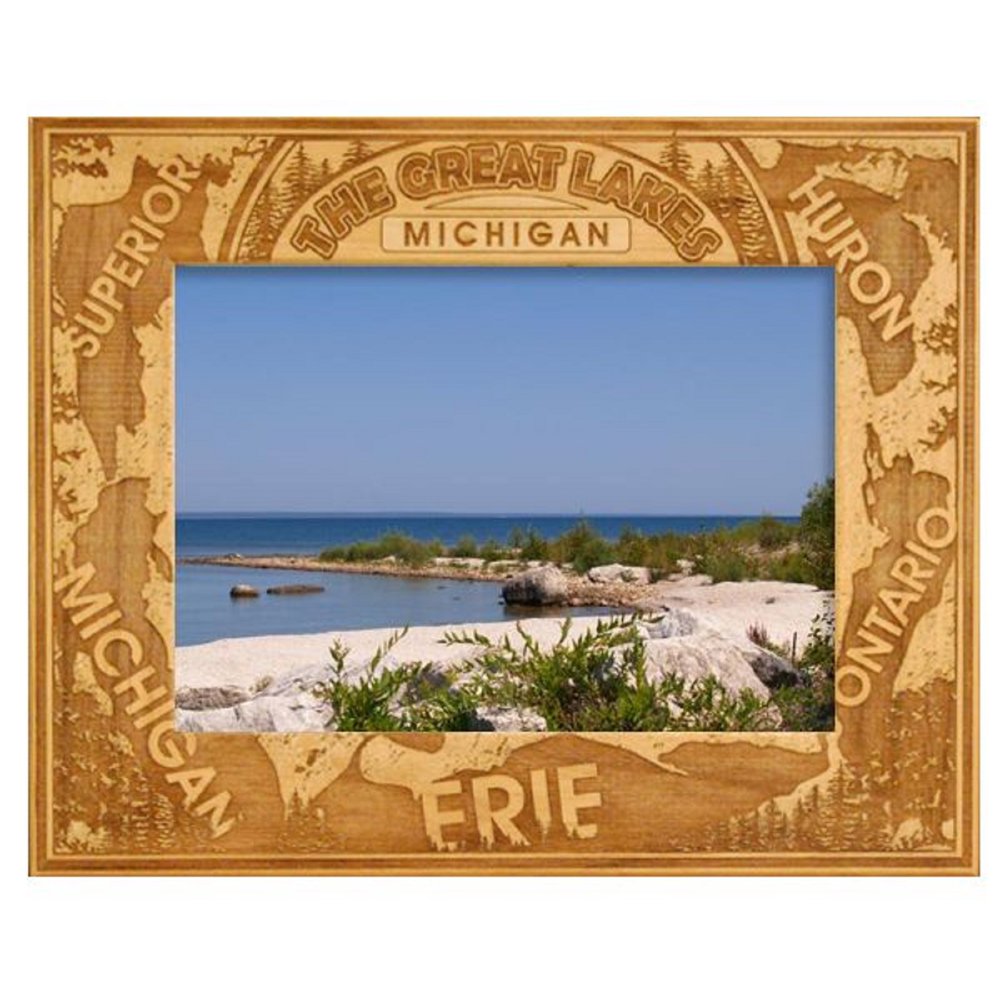 The Great Lakes Michigan Engraved Wood Picture Frame (5 x 7) Walmart
