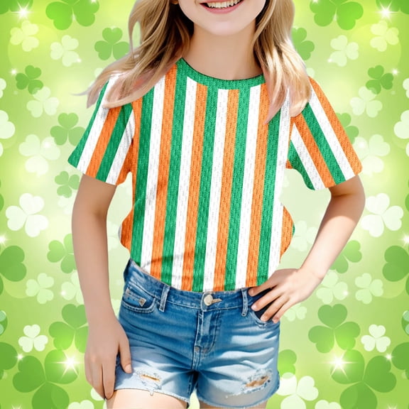 SOFTCCLO Boys Tshirts Short Sleeve Crewneck Graphic Tees Striped Summer Stylish Casual Comfy Kids T Shirts Size 3-4Y