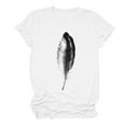 thumbnail image 5 of Auroural Graphic Tees for Women Short Sleeve Shirts for Women Women's Feather Print Round Neck Short Sleeve T Shirt Top Womens Summer Tops White M, 5 of 5
