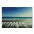 thumbnail image 1 of Rustic Wood Cutting Board, Weathered Beach and Wavy Ocean Photography Summer Season Holiday Image, Decorative Tempered Glass Cutting and Serving Board, in 3 Sizes, by Ambesonne, 1 of 2